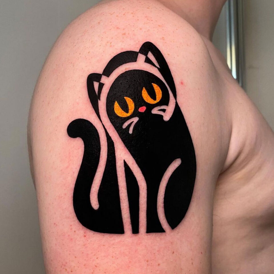 Fonte abstrata de tatuagem de silhueta de gato para animais de estimação @mambotattooer via Instagram