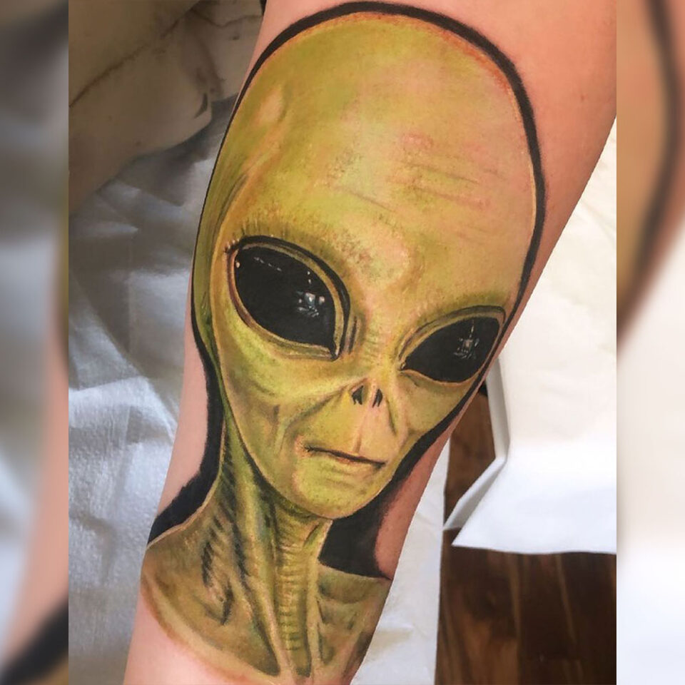 Alien Portrait Tattoo Source @speakeasytat via Instagram