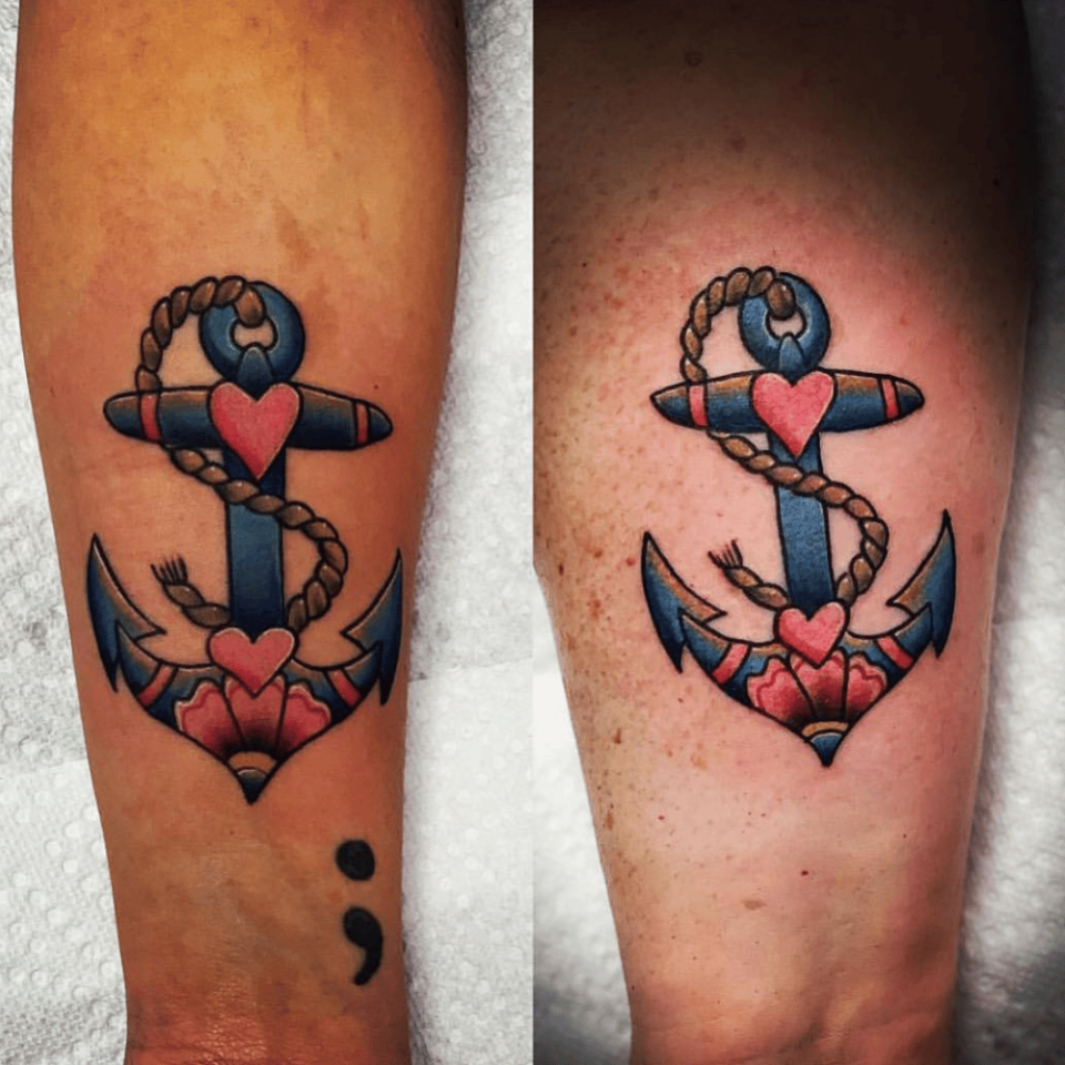 Anchor Design Matching Tattoo Source @breakingskintattoo via Facebook