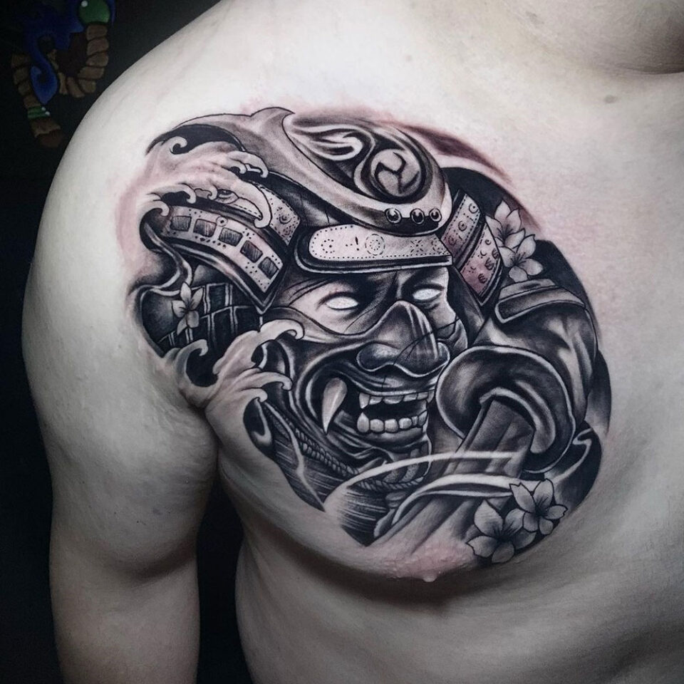 Ancient Warrior Portrait Tattoo Source @barayogans via Instagram