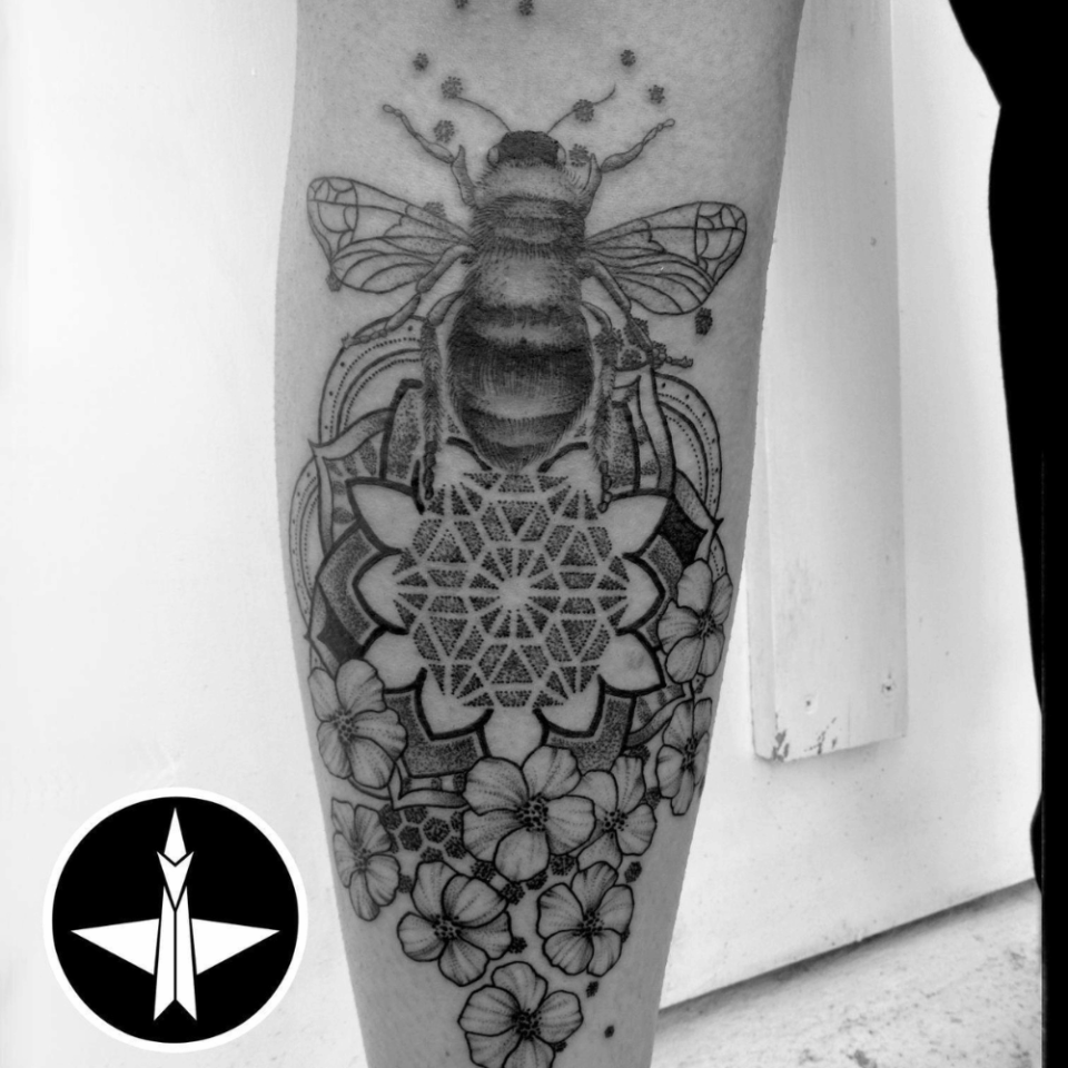 Bee Mandala Tattoo Source @mitattoostudios via Facebook