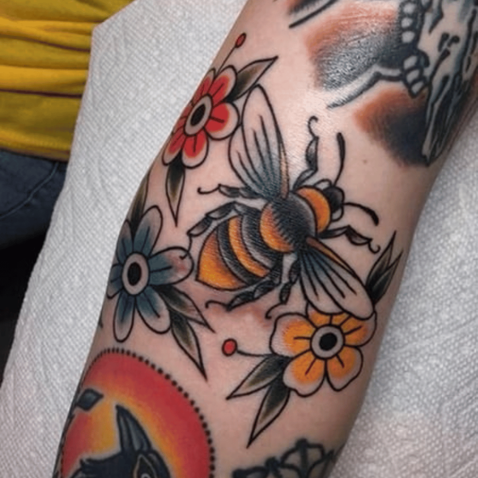 Bee and Forest Tattoo Source @thetrendspotter.net