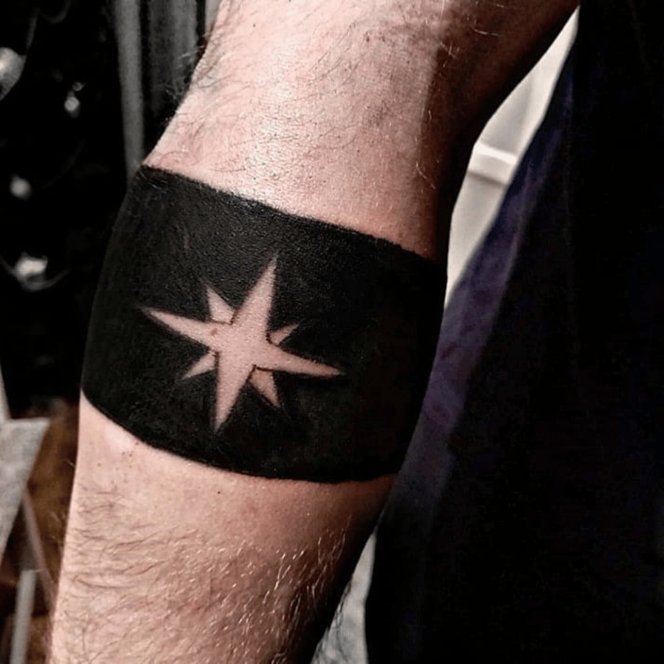 Blackout Star Tattoo Source @koracorinart via Facebook