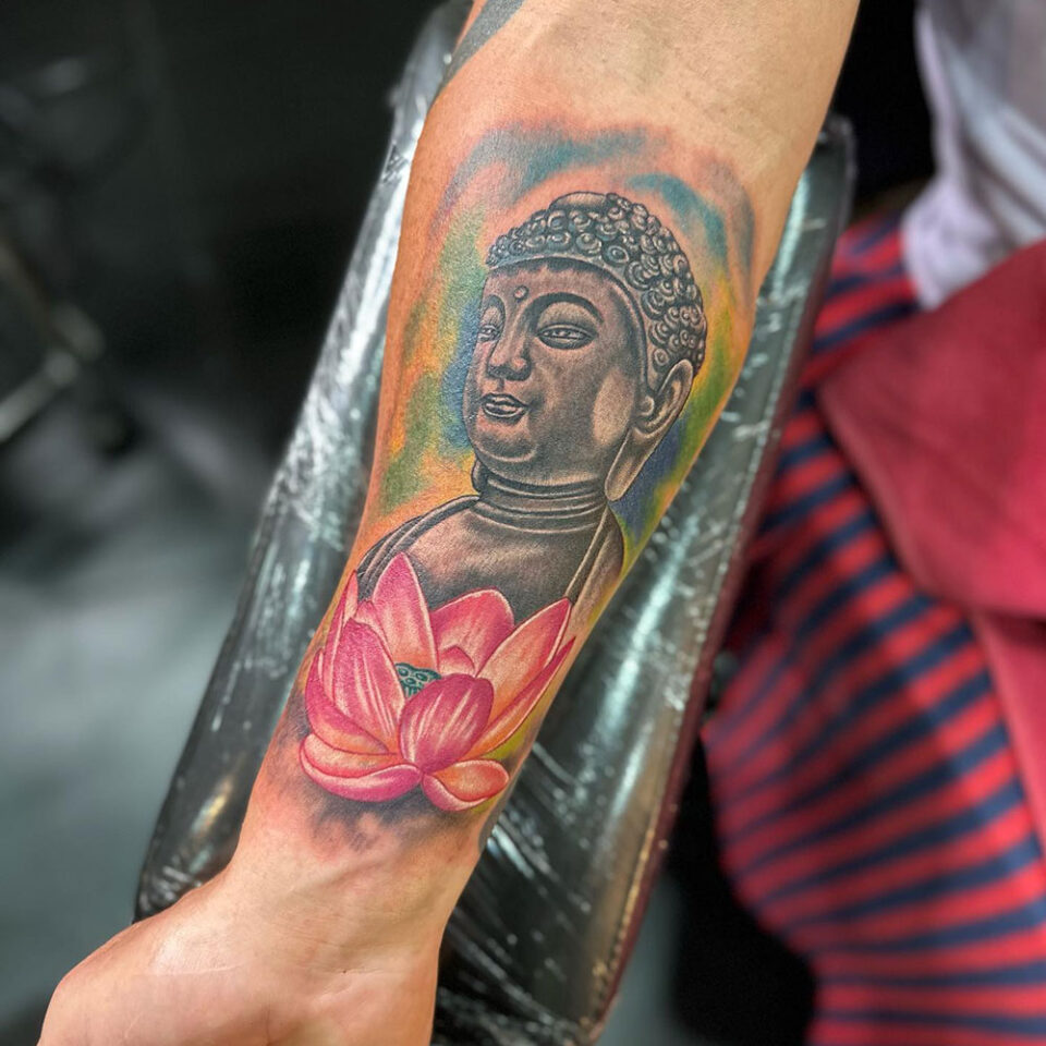 Buddha with Lotus Religious Tattoo