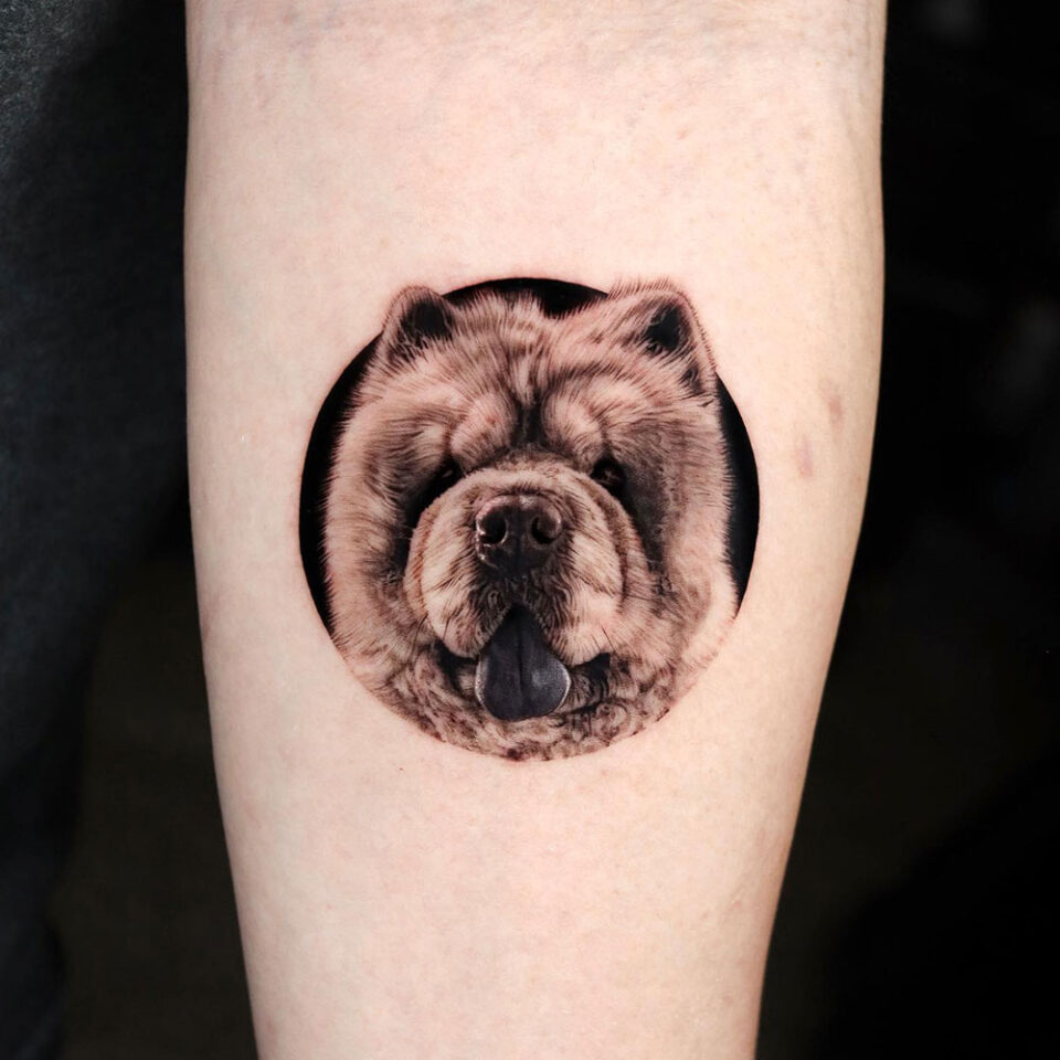 Chow Chow Pet Tattoo Source @tattooist_yeono via Instagram