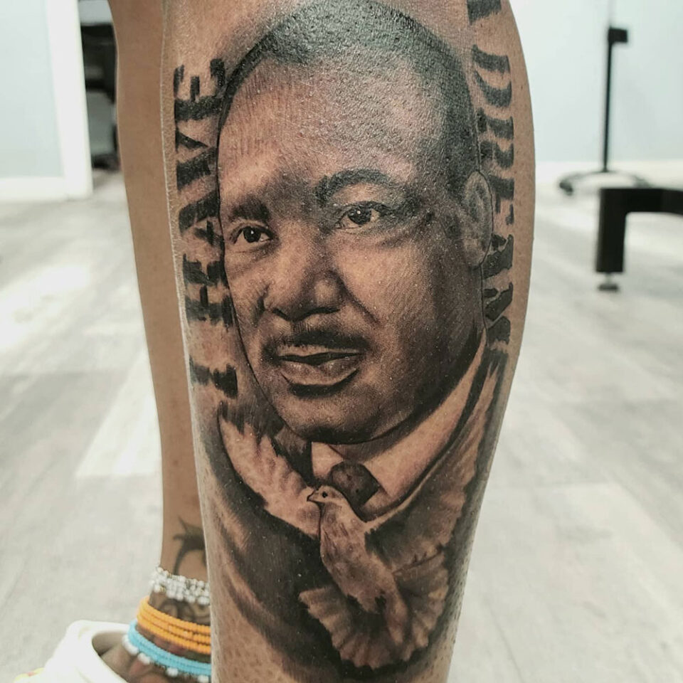 Civil Right Leader Portrait Tattoo Source @theironmonkeytattoo via Instagram