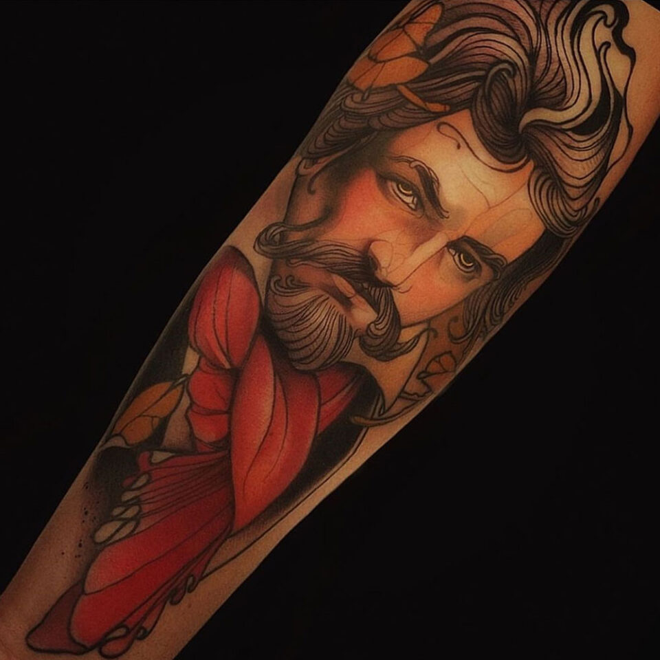 Classical Composer Portrait Tattoo Source @karloslloydtattoo via Instagram