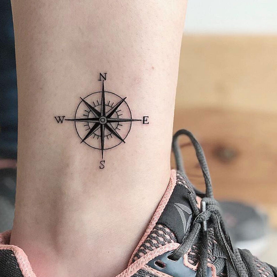 compass rose tattoo ankle