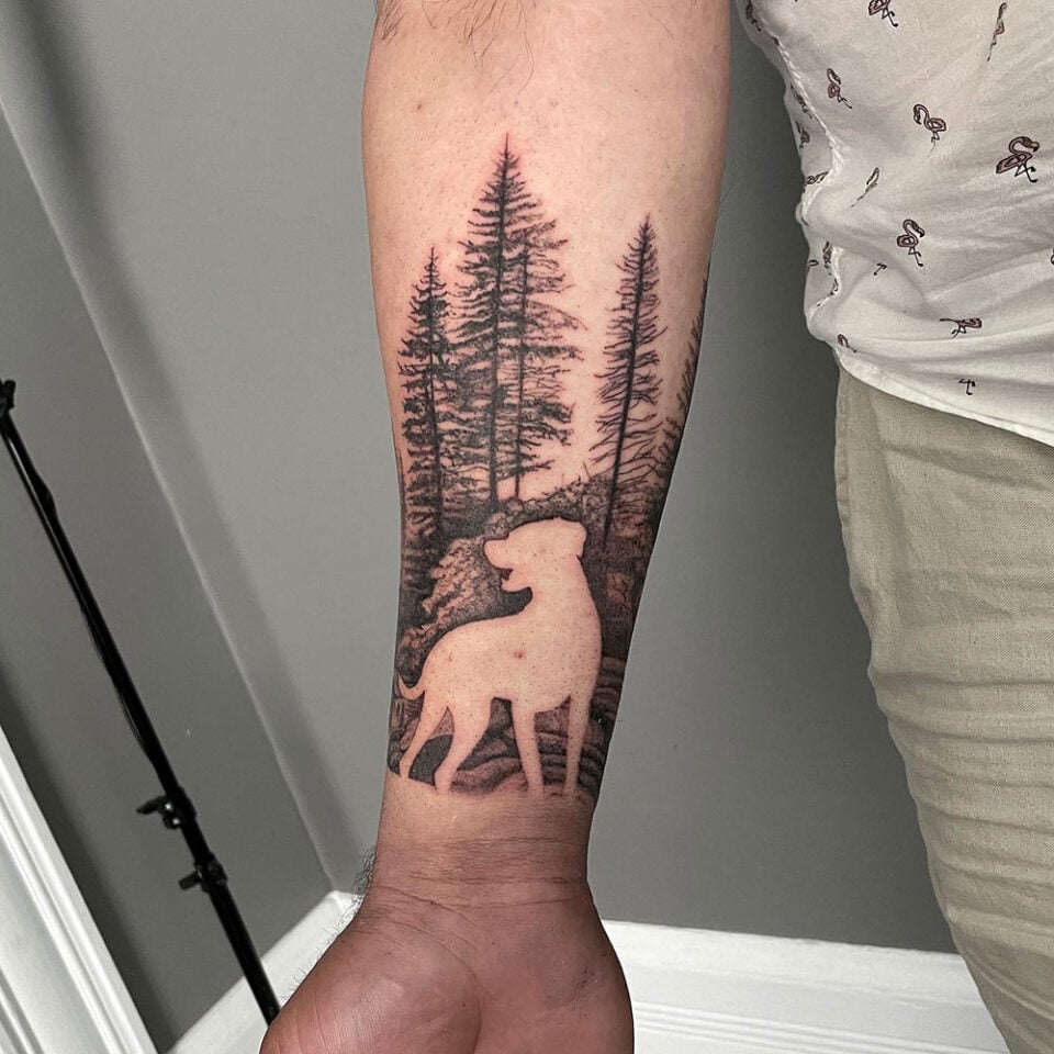 Dog Breed Silhouette Pet Tattoo Source @conor_devine_art via Instagram