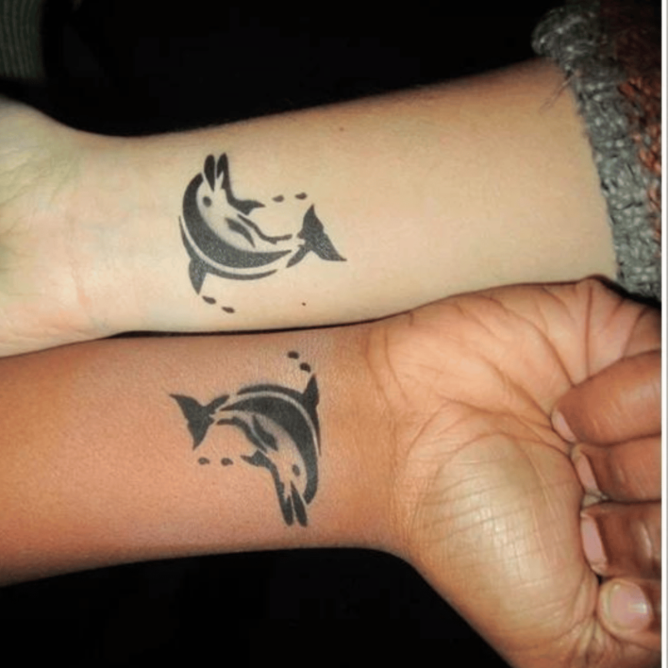 Dolphin Jump Matching Tattoo Source tattooeasily.com