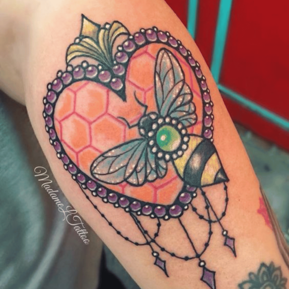 Dreamcatcher Bee Tattoo Source @MadameLTattoo