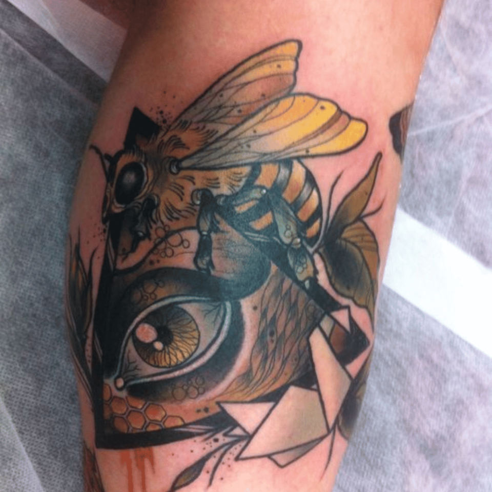 Eye and Bee Tattoo Source @fyeahtattoos.com