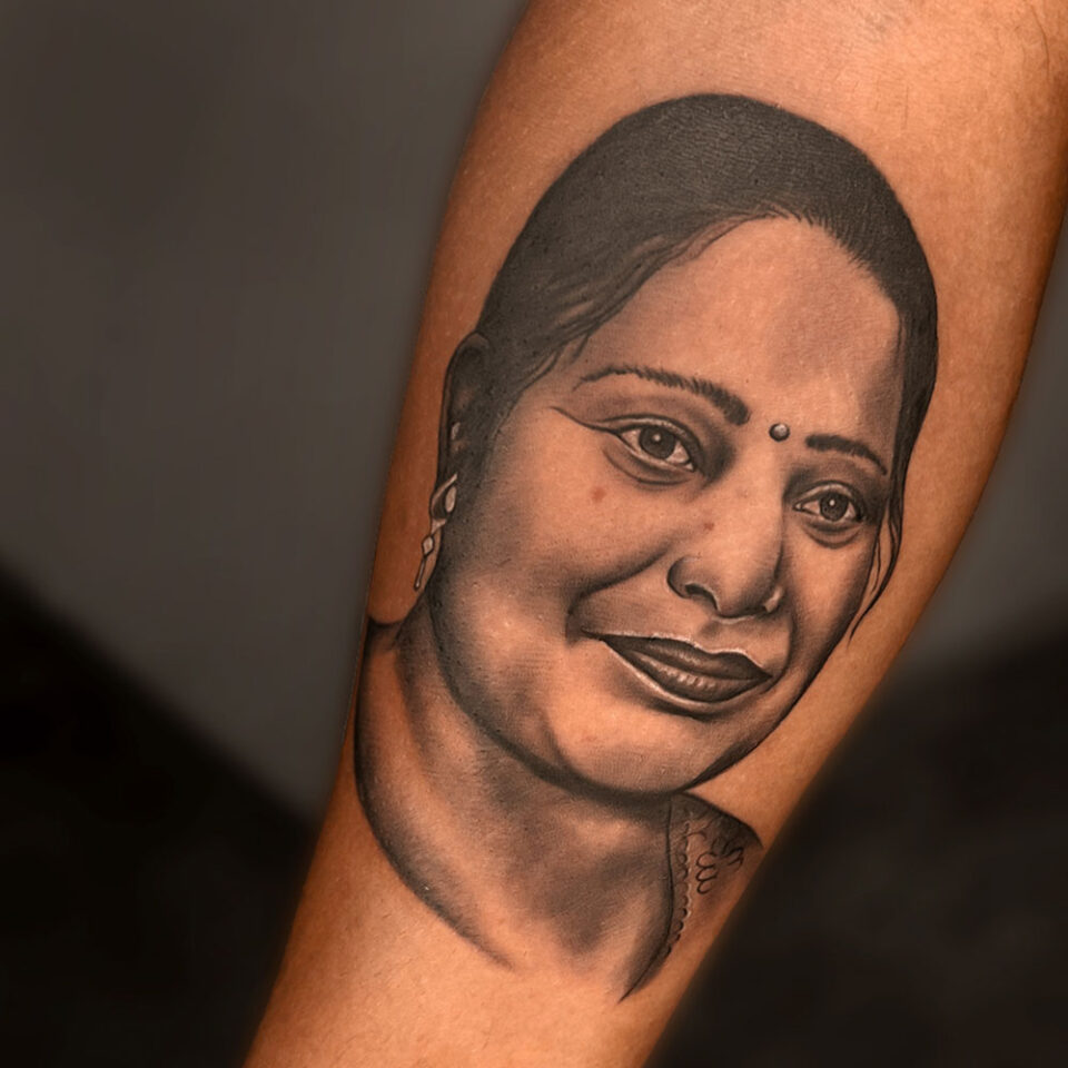 Favourite Teacher Portrait Tattoo Source @tattoosbyabhishek via Instagram