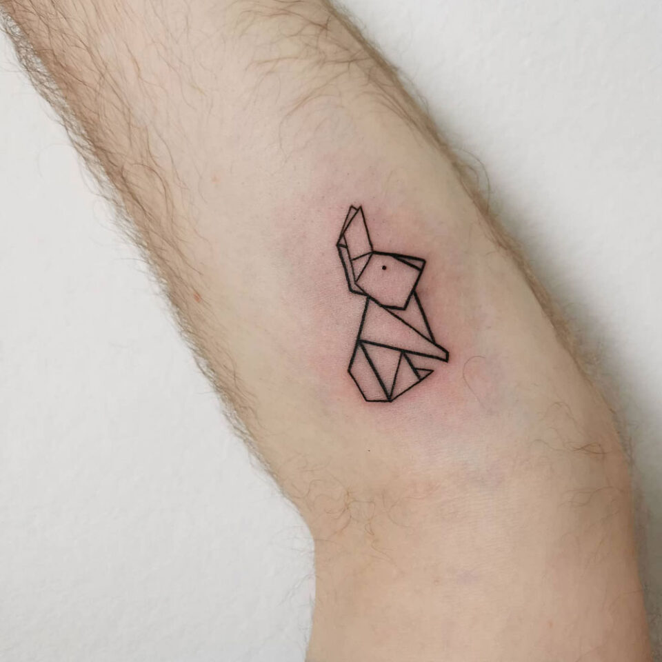 Geometric Rabbit Pet Tattoo Source @bmfinksg_tattoos via Instagram
