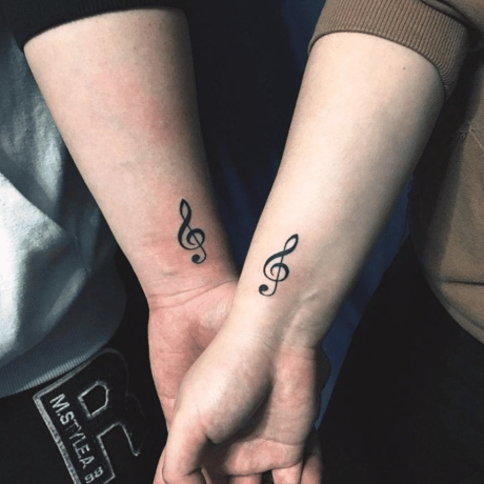 Identical Music Note Matching Tattoo Source stylesatlife.com