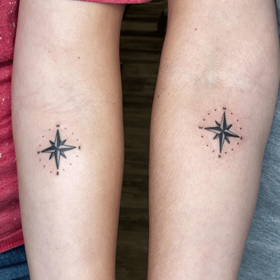 Matching Compass Tattoo Source @_dreamartz via Instagram