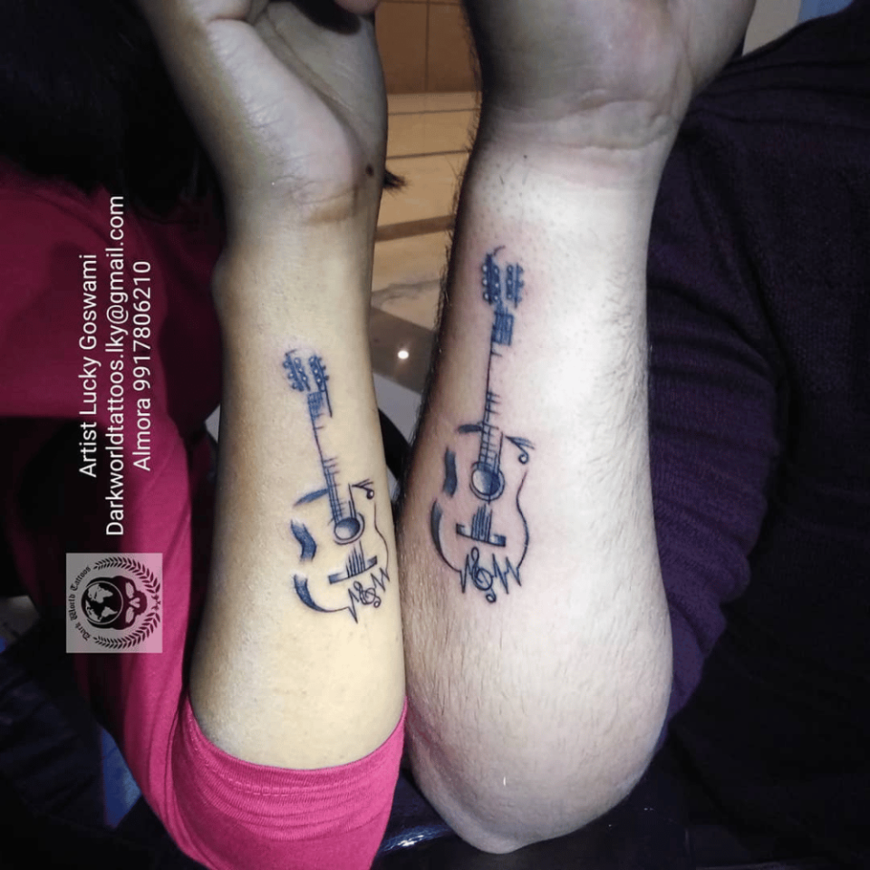 Matching Guitar Tattoo Source @DarkWorldTattoos.lk via Facebook