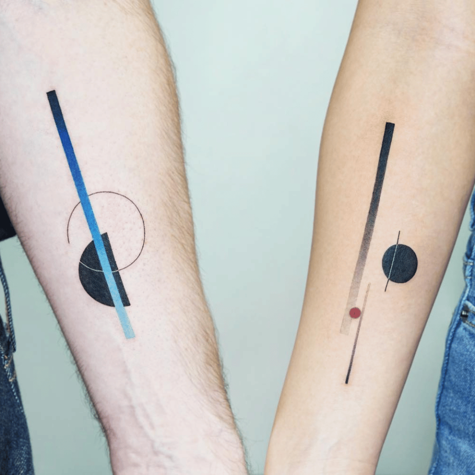 Minimalist Abstract Shape Matching Tattoo Source tattoogrid.net