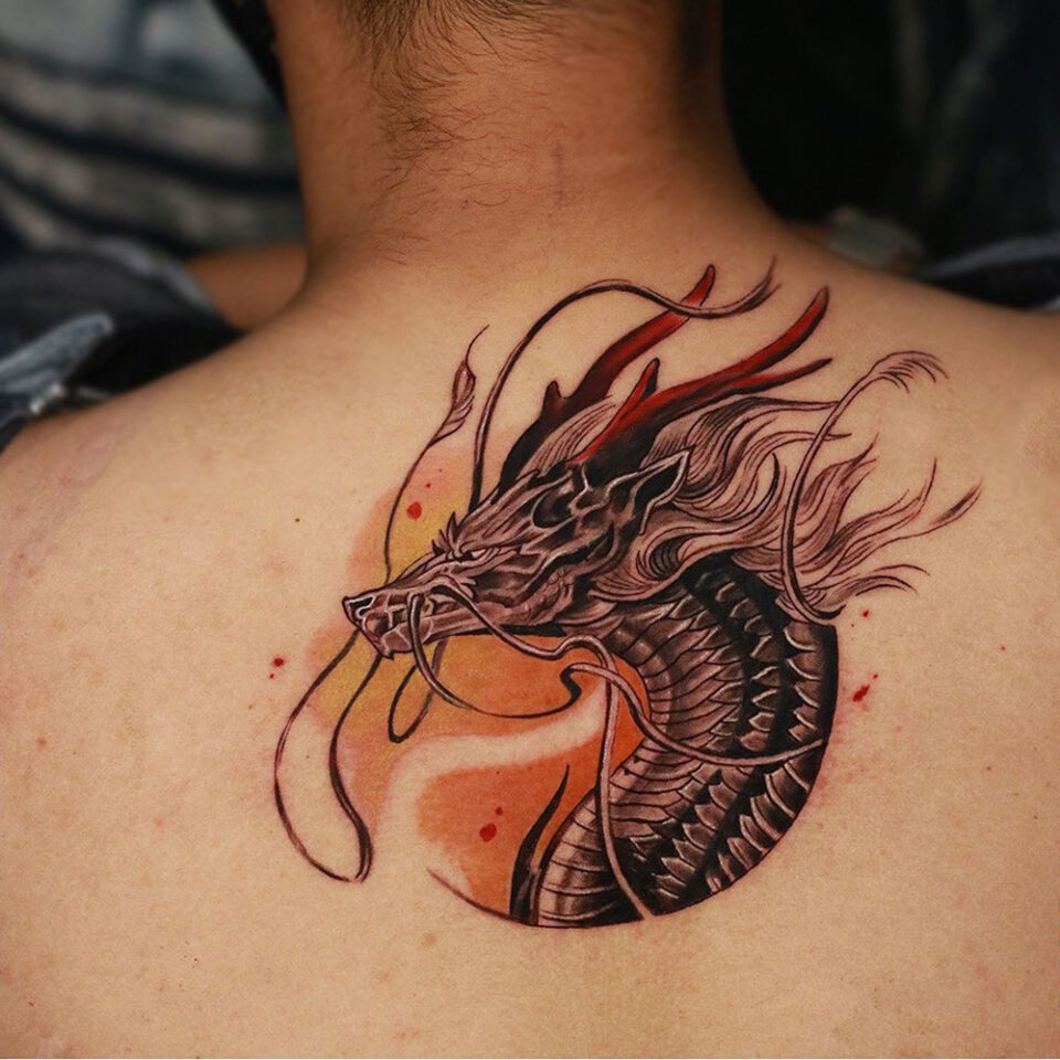 Mythical Creature Portrait Tattoo Source @lizardsskintattoos via Instagram