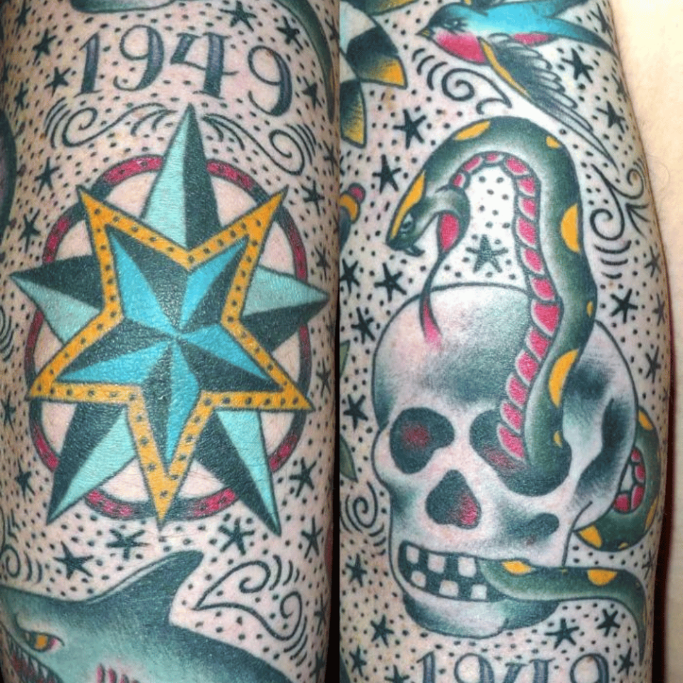 Neo-Traditional Star Tattoo Source @virginiaelwood