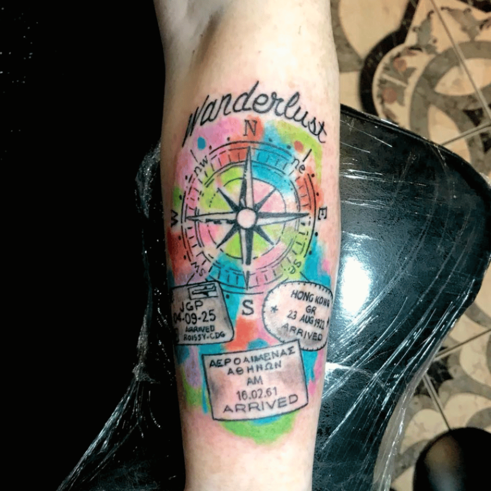 Passport Stamps Matching Tattoo Source @exodustattooandpierce via Facebook