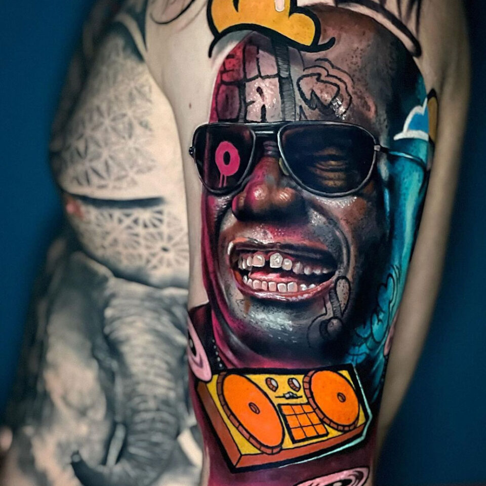 Reimagined self-portrait tattoo Source @kyle._tattoos via Instagram