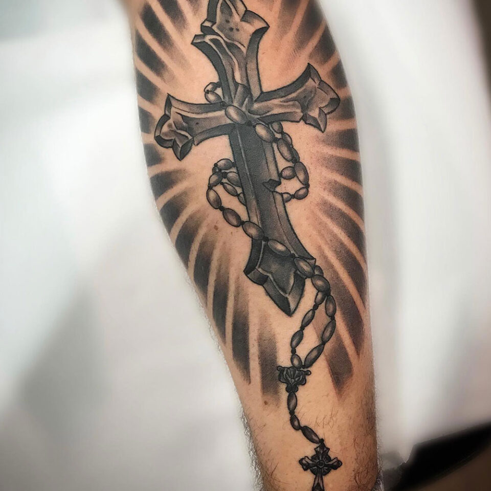 Rosary Cross Religious Tattoo