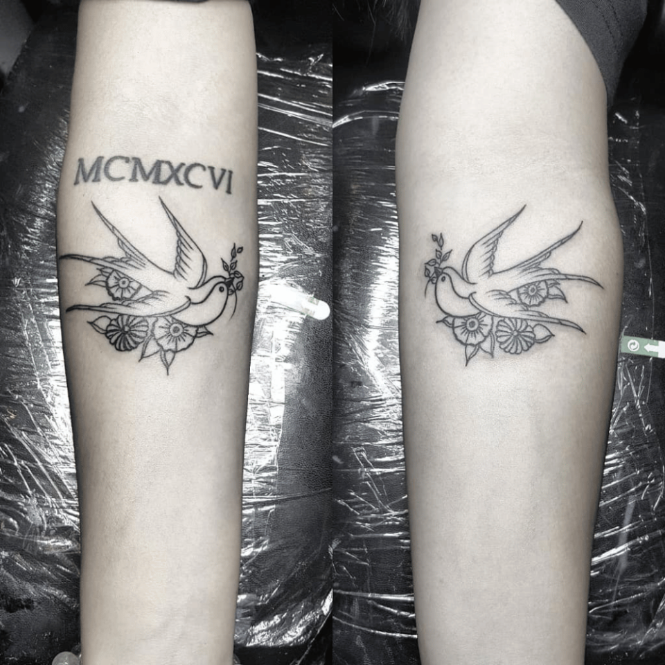 Swallow Flight Matching Tattoo Source @YanBingTattoo via Facebook