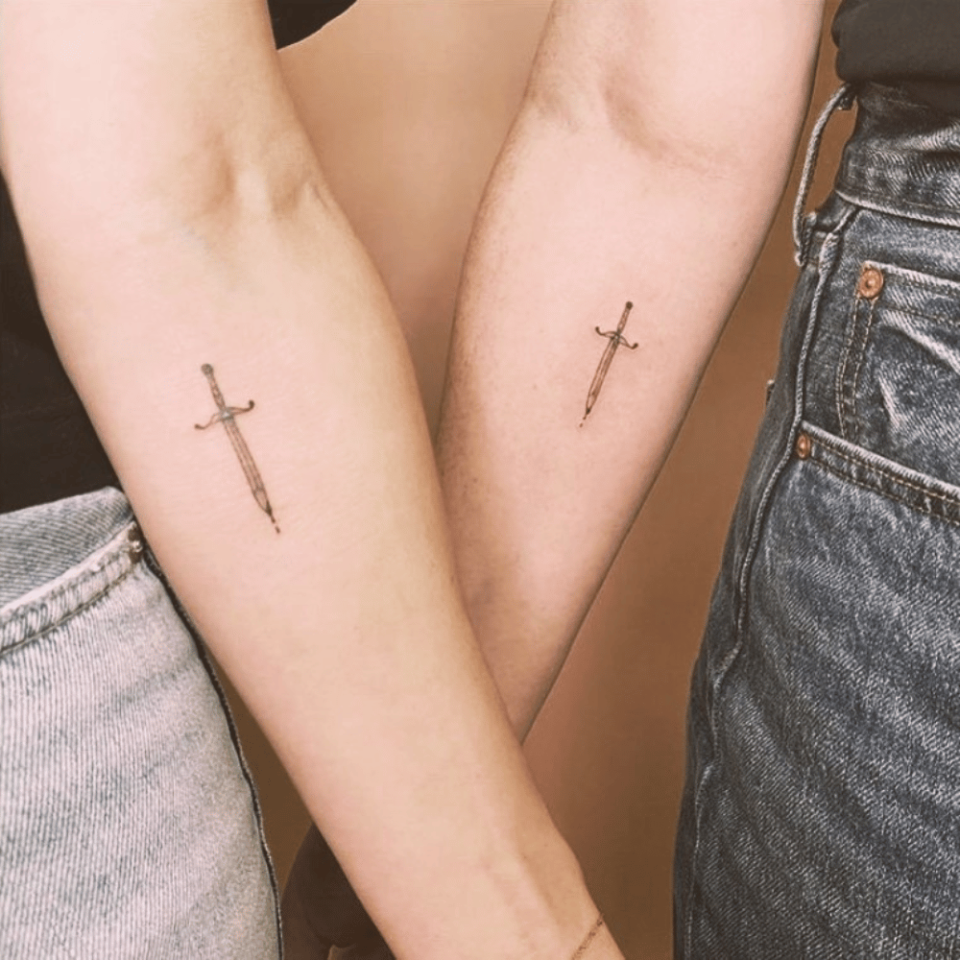 Sword Matching Tattoo Source @kimbudziak via Instagram