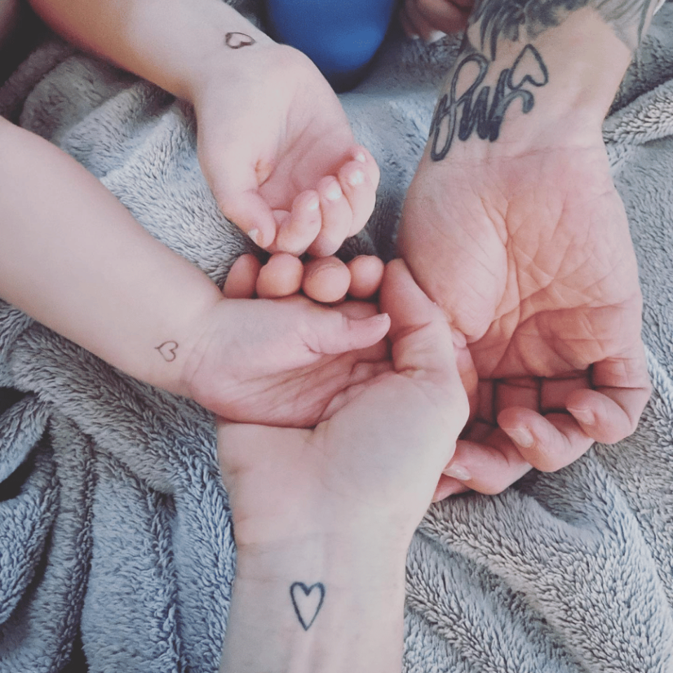 Tiny Heart Matching Tattoo Source @mina_starsiak_hawk via Instagram