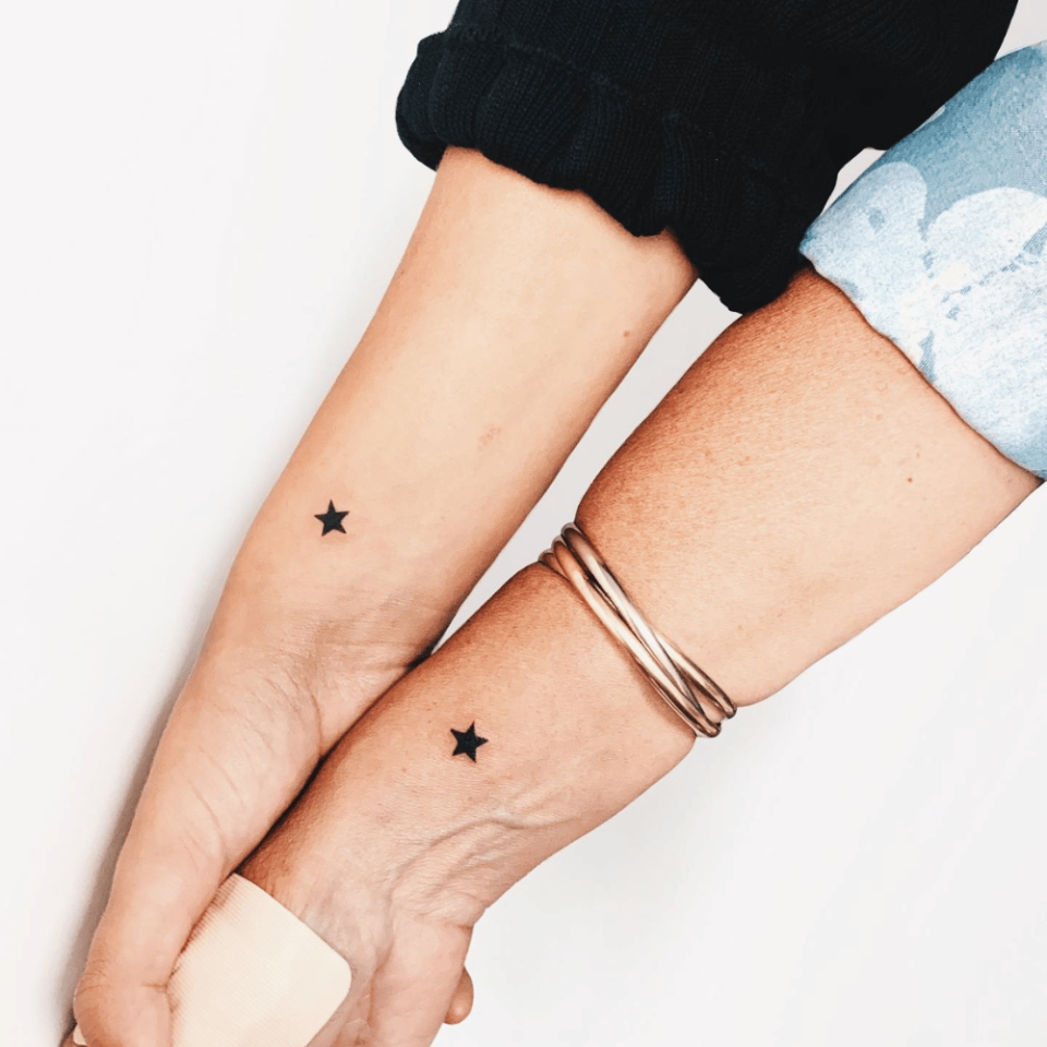 Tiny Star Matching Tattoo Source @inkbykael via Instagram