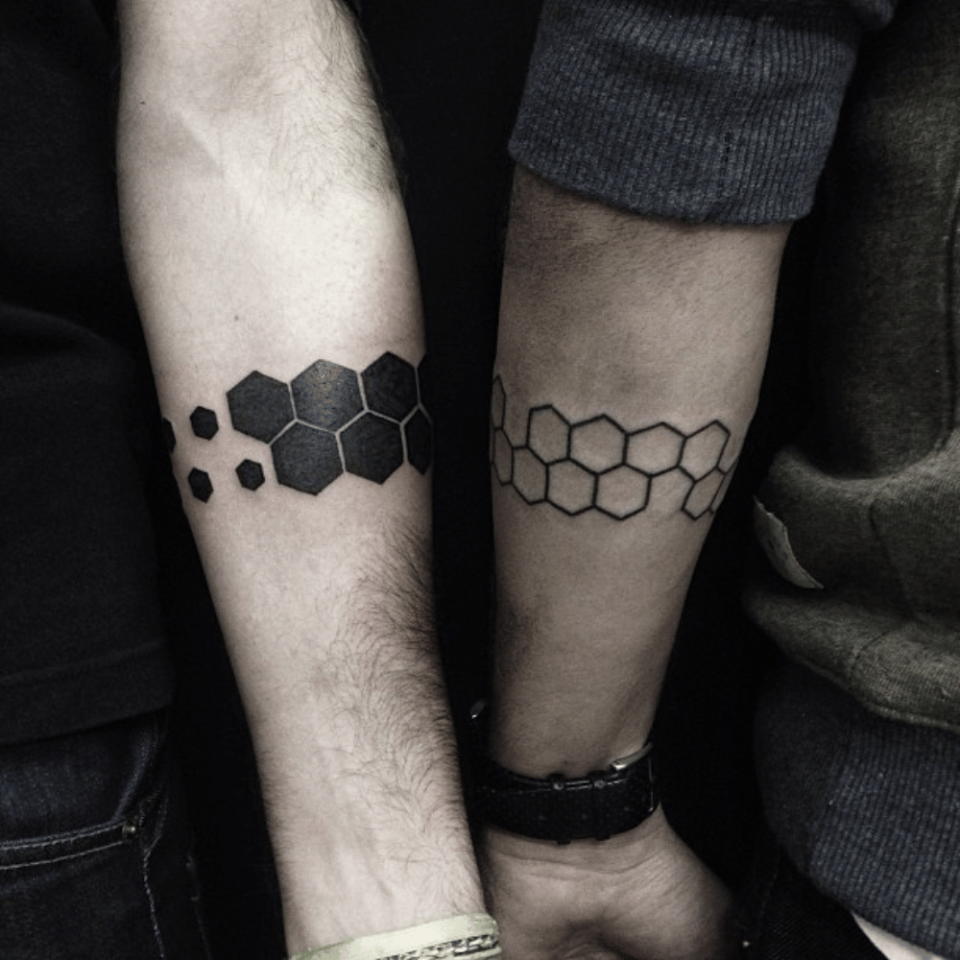 Twin Hexagon Matching Tattoo Source @lesacrelinee via Instagram