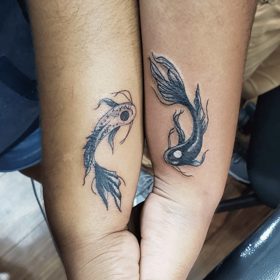 Twin Koi Fish Matching Tattoo Source @triniink via Facebook