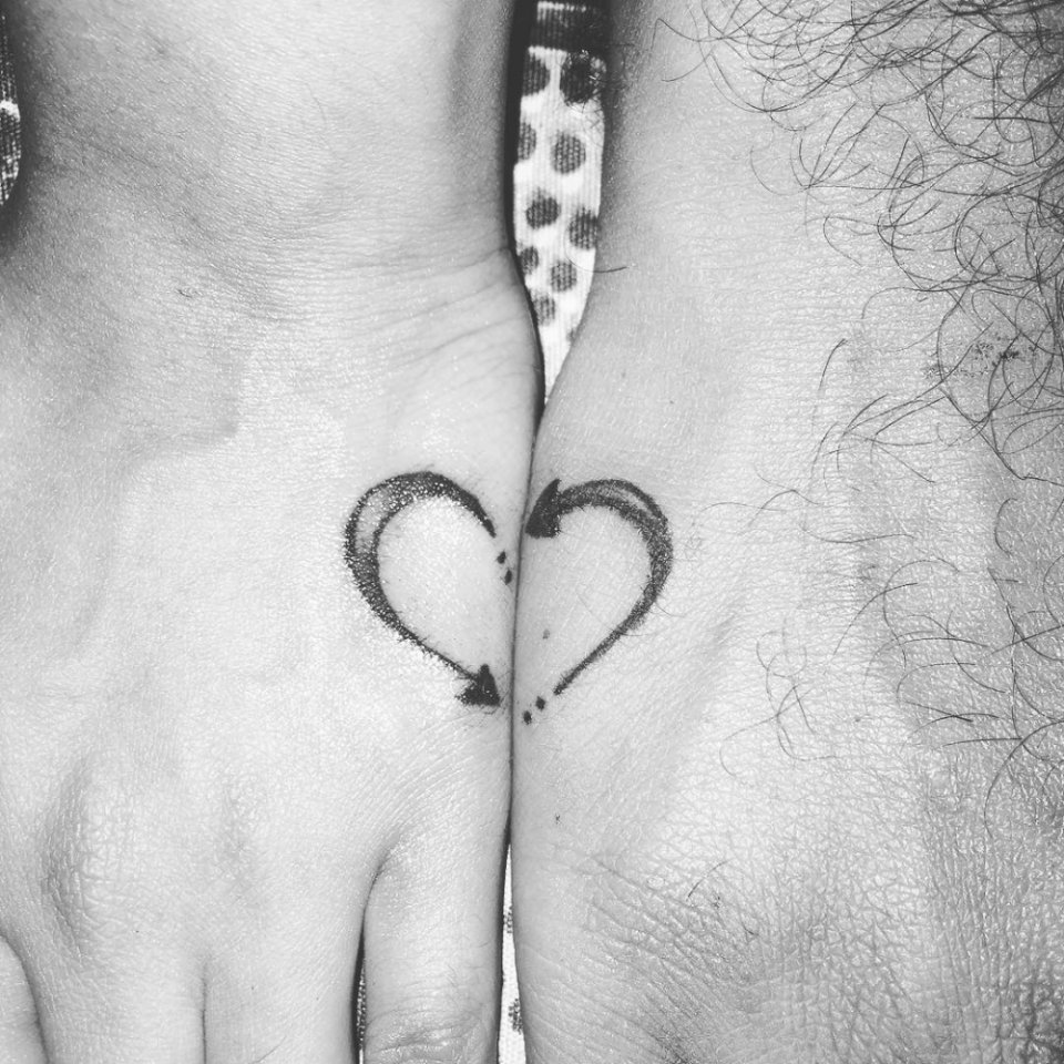 Two Halves Heart Matching Tattoo Source @inkspottattoostudio via Instagram