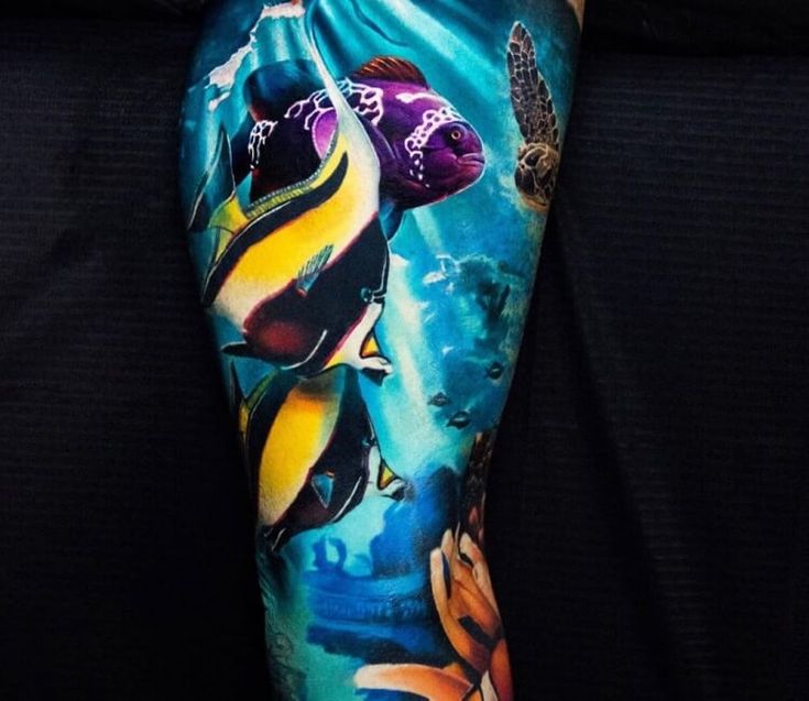 Underwater Ocean Scene Realism Tattoo @wtattoogallery via Pinterest