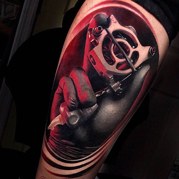Vibrant Tattoo Machine Realism Tattoo Source @inkstinct via Pinterest