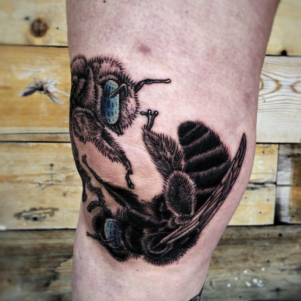 Yin Yang Bee Tattoo Source @JJOhlingerTattoo via Facebook