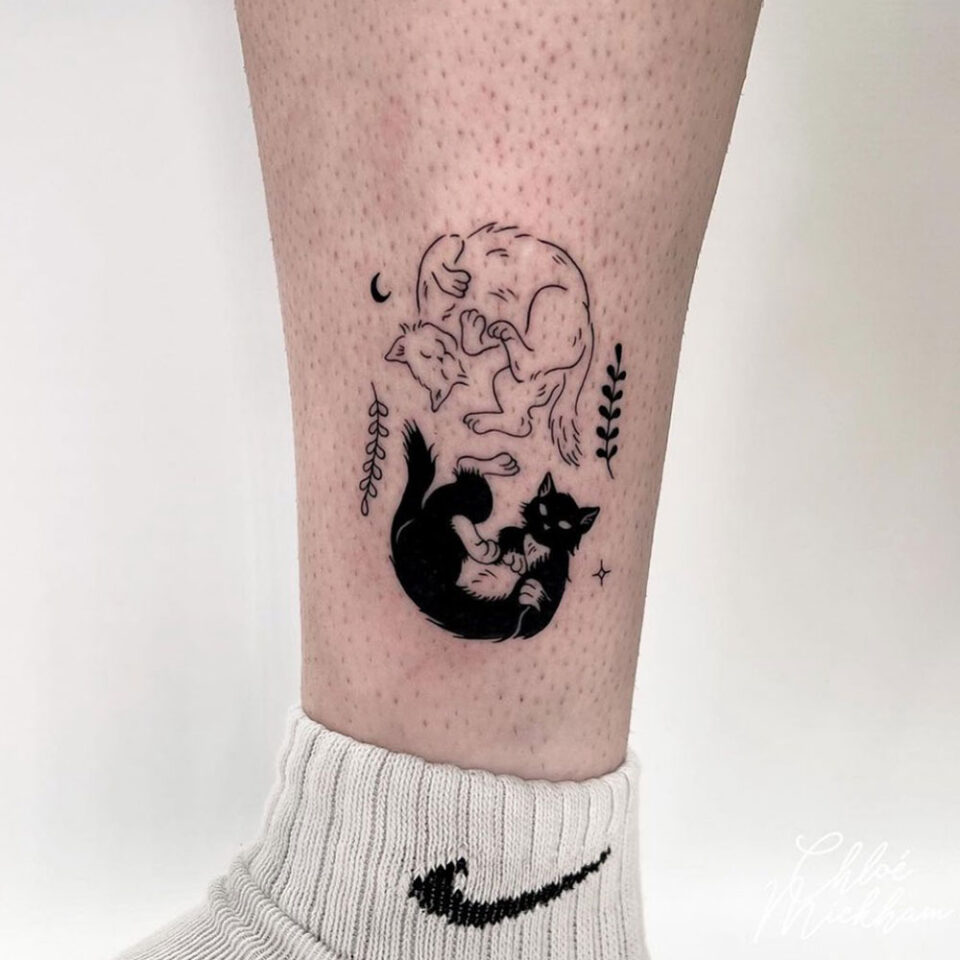 Yin Yang Cat Pet Tattoo Source @kittytattoos via Instagram