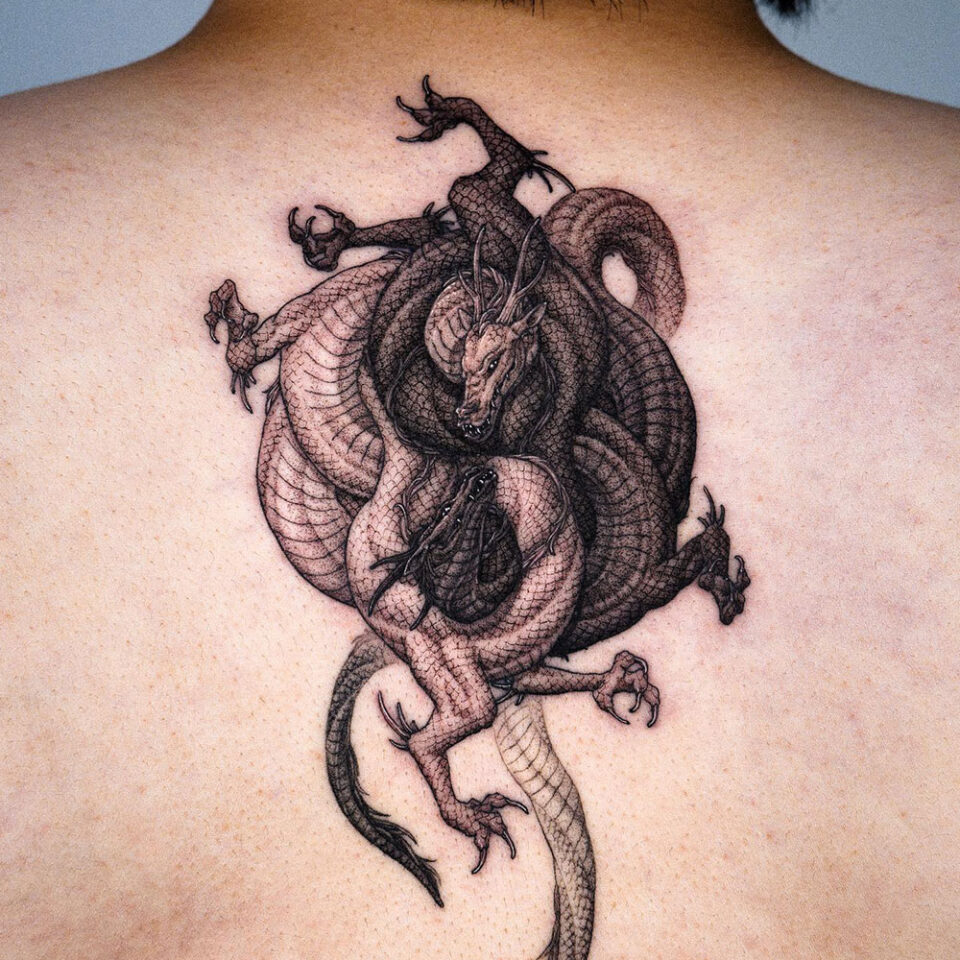 Yin Yang Dragons Religious Tattoo