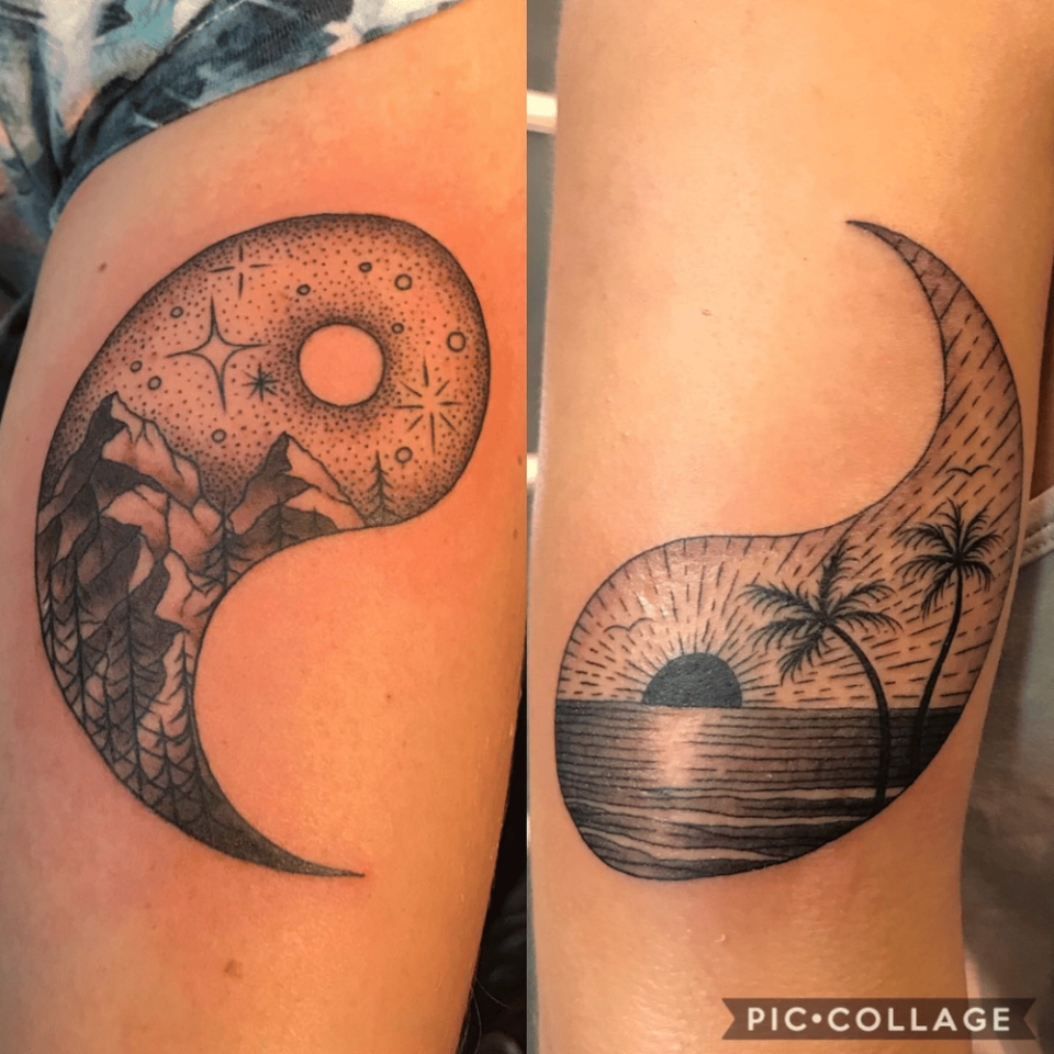 Yin Yang Matching Tattoo @sarahgenereuxtattoo via Facebook