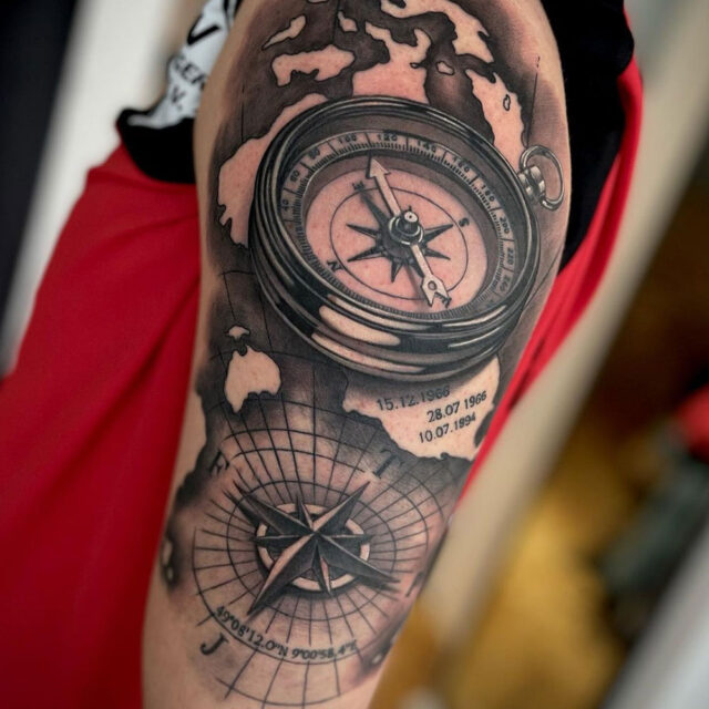 Compass Tattoos  Coordinates tattoo Compass tattoo Compass tattoo design