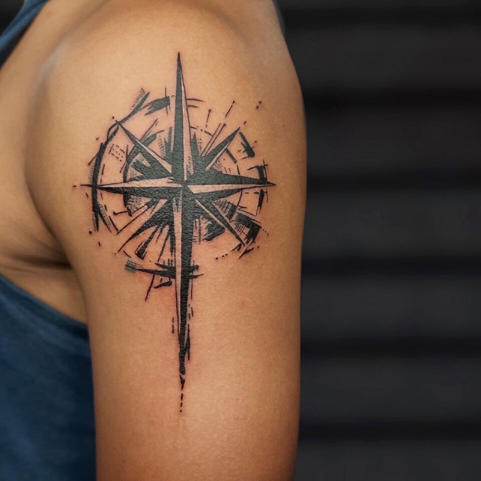 nautical star compass tattoo Source @ripztattoo via Instagram