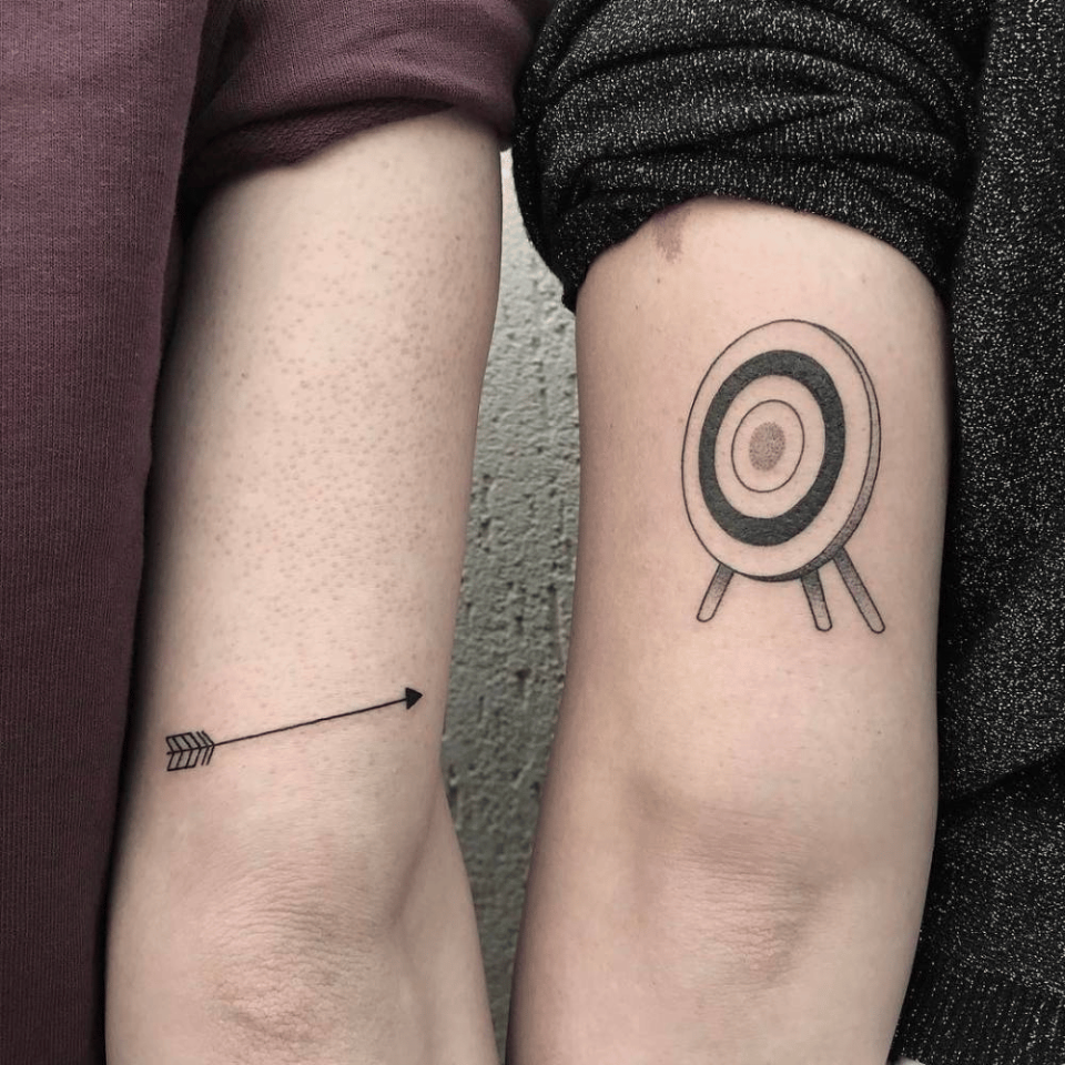 Arrow and Target Matching Tattoo Source tattoofilter.com