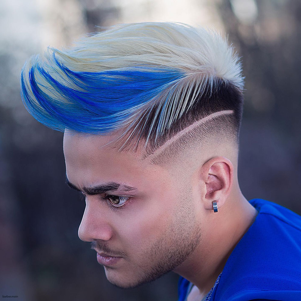 Blue Hair Styles Source @barber.moin via Instagram