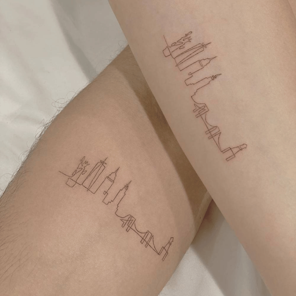 City Skyline Matching Tattoo Source tattoofilter.com