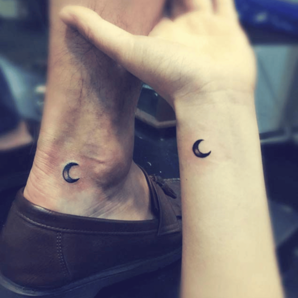 Crescent Moon Matching Tattoo Source thestyleup.com