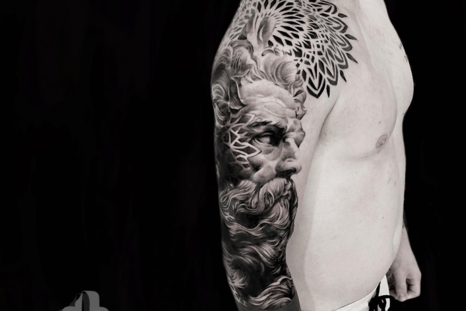 Greek Mandala Tattoo Source @blackandgreygalleries via Instagram