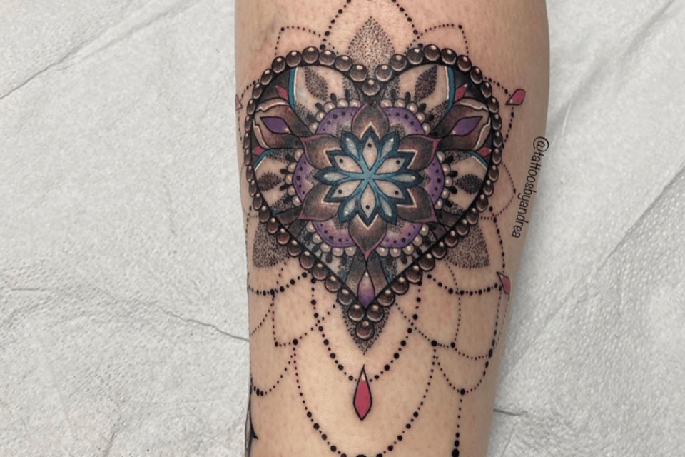 Heart Mandala Tattoo Source @davincitattoostudio via Instagram