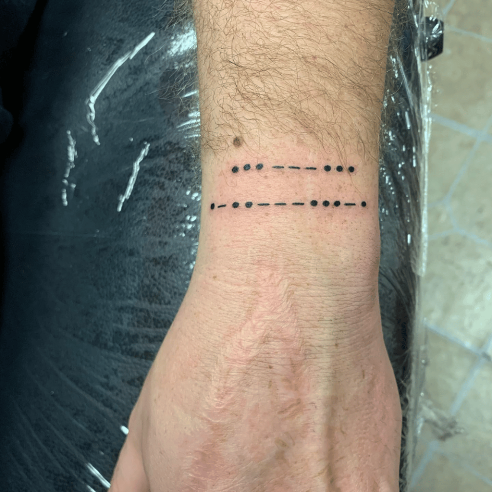 Love_ in Morse Code Matching Tattoo Source @flyinktattooparlor via Facebook