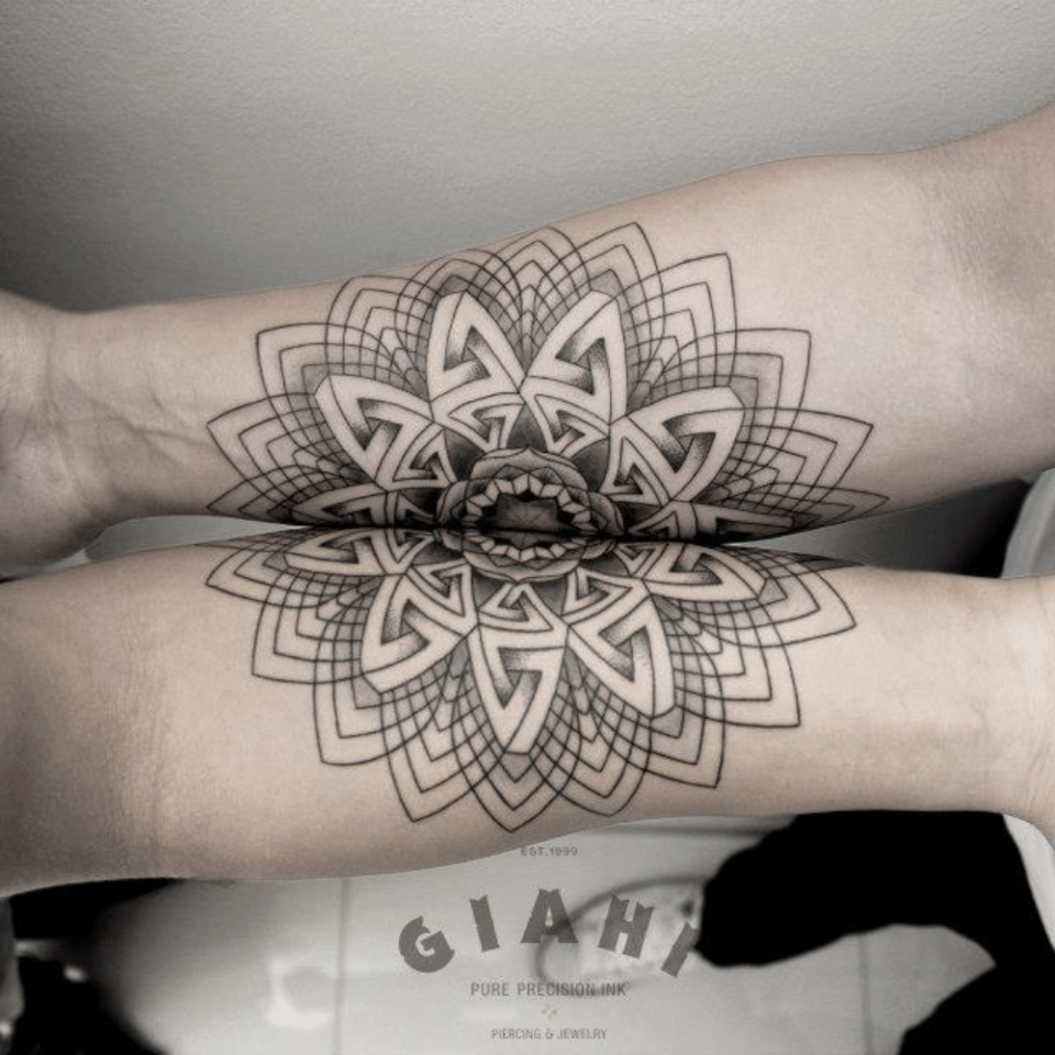 Matching Fractal Tattoo Source @DotsToLines via Facebook